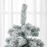 Árvore de Natal Ø116x180 cm Neve Artificial com 627 Pontas de PVC Base Dobrável e Suporte de Metal Decoração de Natal Verde e Branco