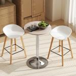 Mesa de Bar com Altura Ajustável Giratória 360° com Base Redonda Mesa Alta Moderna para Cozinha Ø60x67 - 93 cm Madeira