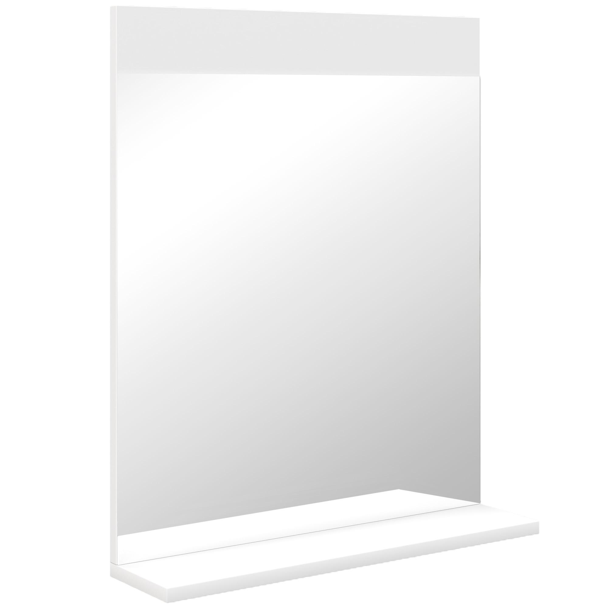 Espelho Casa de Banho de Parede com Prateleira Espelho para Entrada Corredor 50x12x60 cm Branco