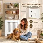 Cobre - radiador com Design Ripado, Estante de 3 Níveis, 78x19x165 cm, Branco e Carvalho
