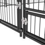 Parque para Cães com Toldo Canil para Exterior com Suporte Giratório para Comida 2 Tigelas 211x211x151 cm Preto Marrom