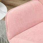 Poltrona Sala de Estar Moderna Poltrona de Leitura com Assento Largo e Acolchoado Estofada em Veludo Pés de Metal 70x67,5x87 cm Rosa