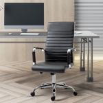 Cadeira de Escritório Ergonômica Giratoria 360° Inclinável com Altura Ajustável Rodas Apoio de Braços 54x62x104 - 114 cm Preto