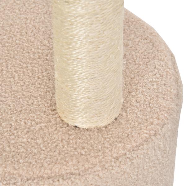 Arranhador para Gatos Altura 148 cm Arranhador para Gatos com Postes de Sisal 3 Plataformas Casa e Bola Suspensa Bege