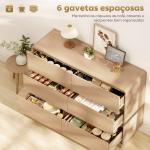 Cómoda com 6 Gavetas Bordos Arredondadas Cómoda para Sala Cozinha Entrada Escritório 120x38x86 cm Madeira