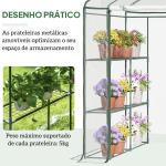 Estufa Transparente de Jardim Estufa de Plantas de 3 Níveis com Prateleiras Estrutura de Aço 143x143x195cm Transparente e Verde