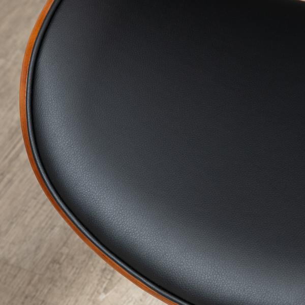 Cadeira de Escritório com Rodas Estofada em PU com Assento Largo e Curvado Altura Ajustável Preto