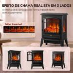 Lareira Elétrica com Efeito Chama 3D, 39x24x57 cm, Preta