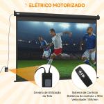 Ecrã de Projeção Elétrico 100" 4:3 com Comando à Distância para Interior e Exterior Preto