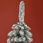Árvore de Natal Estreita Nevada 180 cm com 395 Ramos e Suporte Metálico Dobrável para Sala de Estar, Interior, Verde