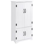 Armário de Cozinha Alto Móvel Auxiliar com 4 Portas e Prateleiras Ajustáveis 60x30x123 cm Branco
