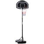 Tabela de Basquetebol para Exterior Altura Ajustável 160 - 210 cm com Rodas e Base Preenchível 76x48x254 cm Preto