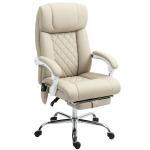 Cadeira de Escritório com Massagem Reclinável Aquecimento Apoio para Pés e Controlo Remoto 66x70x112 - 120 cm Bege