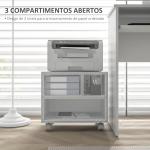 Móvel para Impressora com Rodas Suporte para Impressora com Compartimentos Abertos para Escritório Estúdio 40x30x36 cm Branco