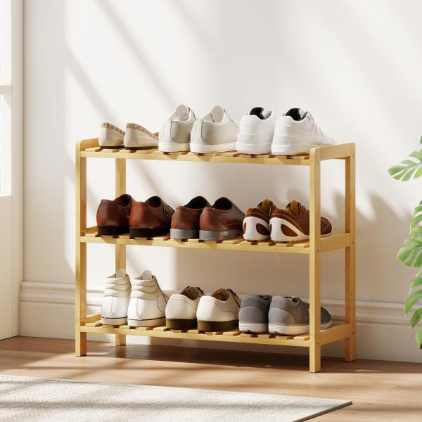 Sapateira de Madeira de 3 Níveis para até 9 Pares de Sapatos para Entrada Corredor Dormitório 70x26x57,5 cm Madeira