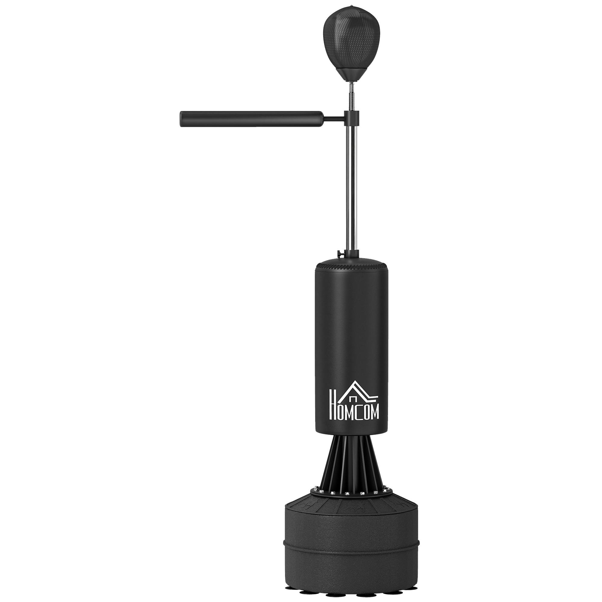 Punching Ball de Boxe com Altura Ajustável com Barra Giratória 360° e Base Preenchida 88x48x155 - 205 cm Preto