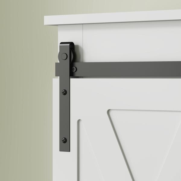 Móvel sobre Sanita com Porta de Correr Estilo Celeiro e 6 Compartimentos Móvel Casa de Banho Rústico 67x25x172 cm Branco