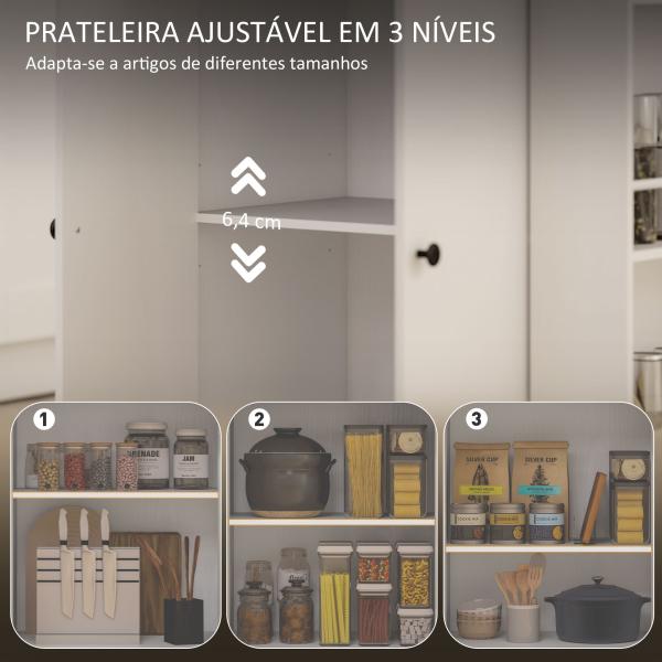 Ilha de Cozinha com Rodas com Gaveta Suporte para Temperos de 3 Níveis e Prateleira Ajustável 82x38x86,5 cm Branco