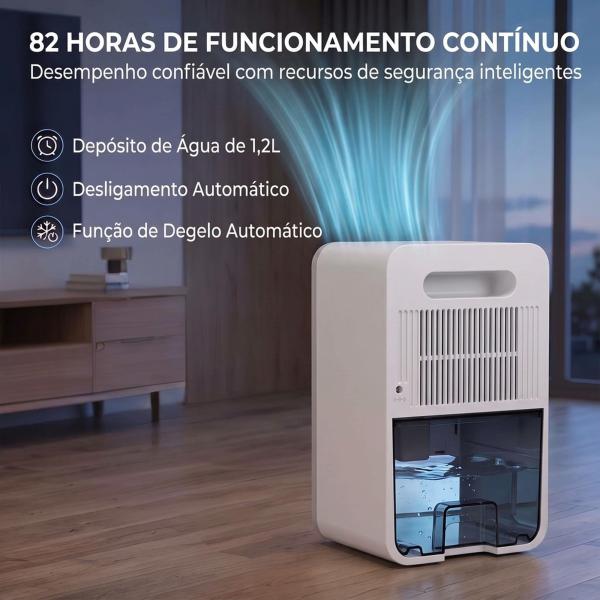 Desumidificador 0,4 L/Dia para 15 m² Depósito 1,2 L Luz RGB Temporizador 12 h Ecrã LED Preto