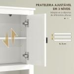 Móvel sobre Sanita Armário sobre Sanita com 2 Portas com Frente em Vime Compartimento e Prateleira Ajustável 60x19,5x160 cm Branco