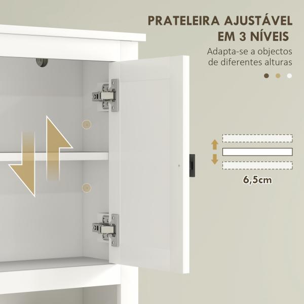 Móvel sobre Sanita Armário sobre Sanita com 2 Portas com Frente em Vime Compartimento e Prateleira Ajustável 60x19,5x160 cm Branco
