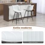 Conjunto de 2 Bancos de Bar Giratórios com Encosto Curvado e Apoio para os Pés Estofados em PU 47x54,5x97,5 cm Branco