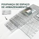 Armadilha para Animais Vivos Dobrável 81x26x34,5 cm Gaiola de Captura com Porta e Alça para Coelhos Roedores Prata