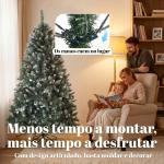 Árvore de Natal Artificial 180 cm Árvore de Natal com 910 Ramos com Efeito Neve 58 Pinhas Verde
