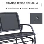 Baloiço de 2 Lugares com Tubo de Metal e Tecido de Textilene para Exteriores Carga Máx. 200 kg 120x70x85 cm Preto