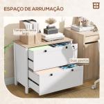 Móvel Arquivador com 2 Gavetas 2 Barras Suspensas para Tamanho A4 e 2 Chaves 79x40x72 cm Branco e Madeira