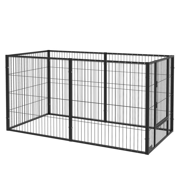 Parque para Cães de 6 Painéis com Largura Ajustável e Estrutura de Aço 82,5 - 150x79x81 cm Preto