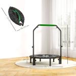 Trampolim Fitness Ø102 Trampolim Dobrável com Pega Ajustável em 4 Níveis Estrutura de Aço Verde