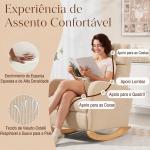 Cadeira de Baloiço de Veludo com Encosto Alto Pés de Madeira Bolsos Apoios de Braços Estilo Moderno 67x94x105 cm Bege
