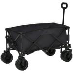 Carrinho de Transporte Dobrável com Rodas Giratórias 360° e Guiador Ajustável 59 - 89 cm para Campismo Praia 108x55x61 - 91 cm Preto