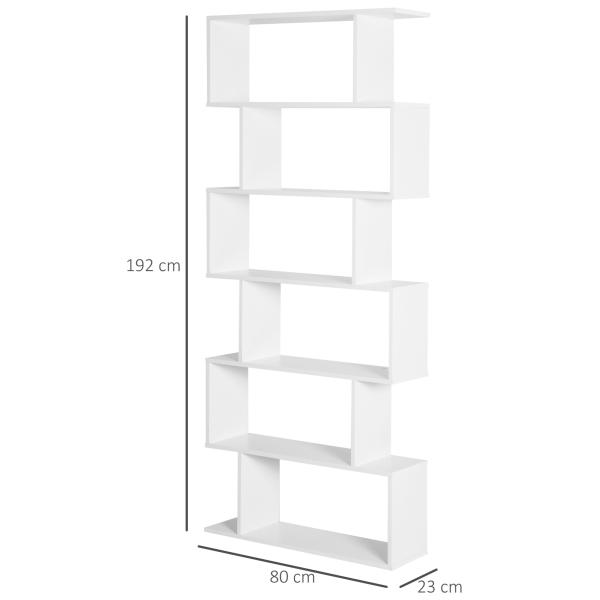 Estante de 6 prateleiras para Sala de jantar Sala de estar Design moderno Suporte de parede 80x23x192cm Madeira