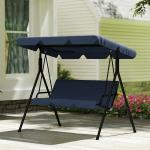 Baloiço de Jardim Exterior de 3 Lugares com Toldo Ajustável e Estrutura de Aço 172x118x153 cm Azul - Marinho