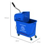 Balde de Esfregona com Rodas 20 L Balde com Escorredor e Asa de Transporte para Uso Doméstico e Comercial Azul