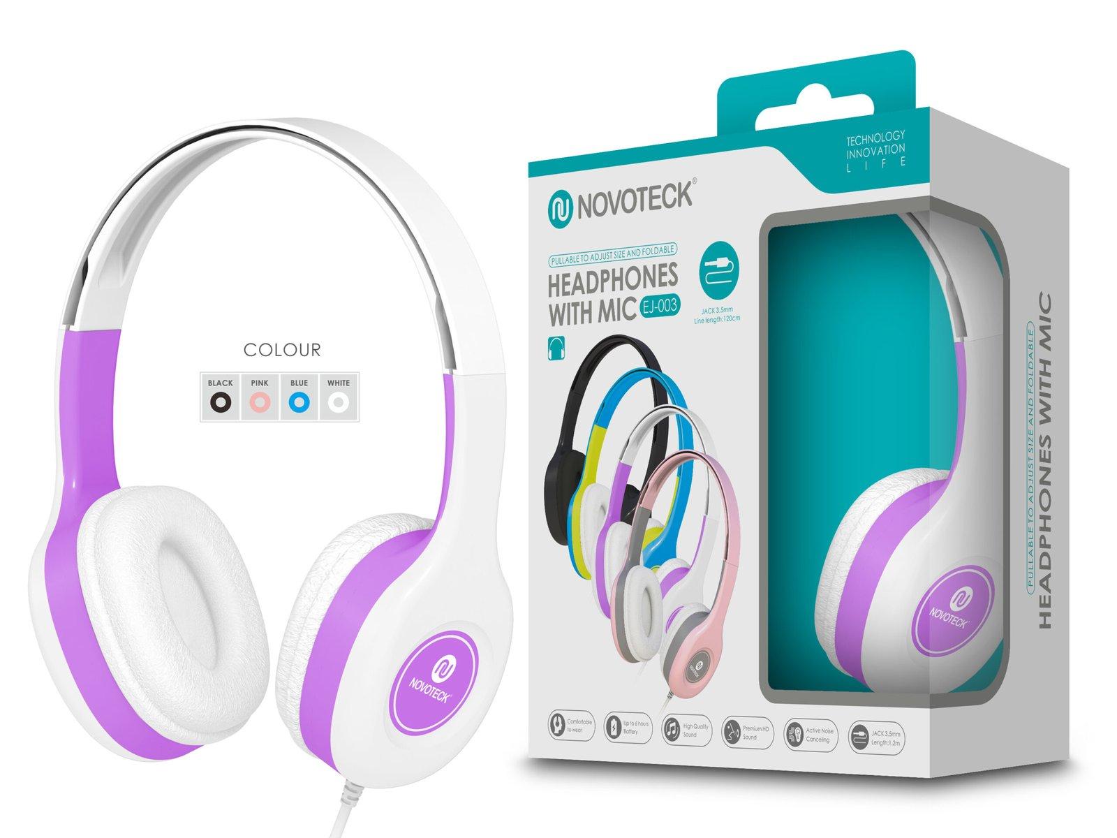 Auscultador com Micro - 120cm - Jack 3.50mm Branco EJ-003