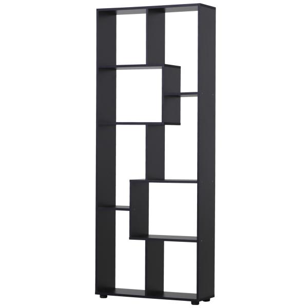 Estante Moderna Biblioteca Estreita com 8 Prateleiras para Sala Quarto e Escritório 70x24x178 cm Preto