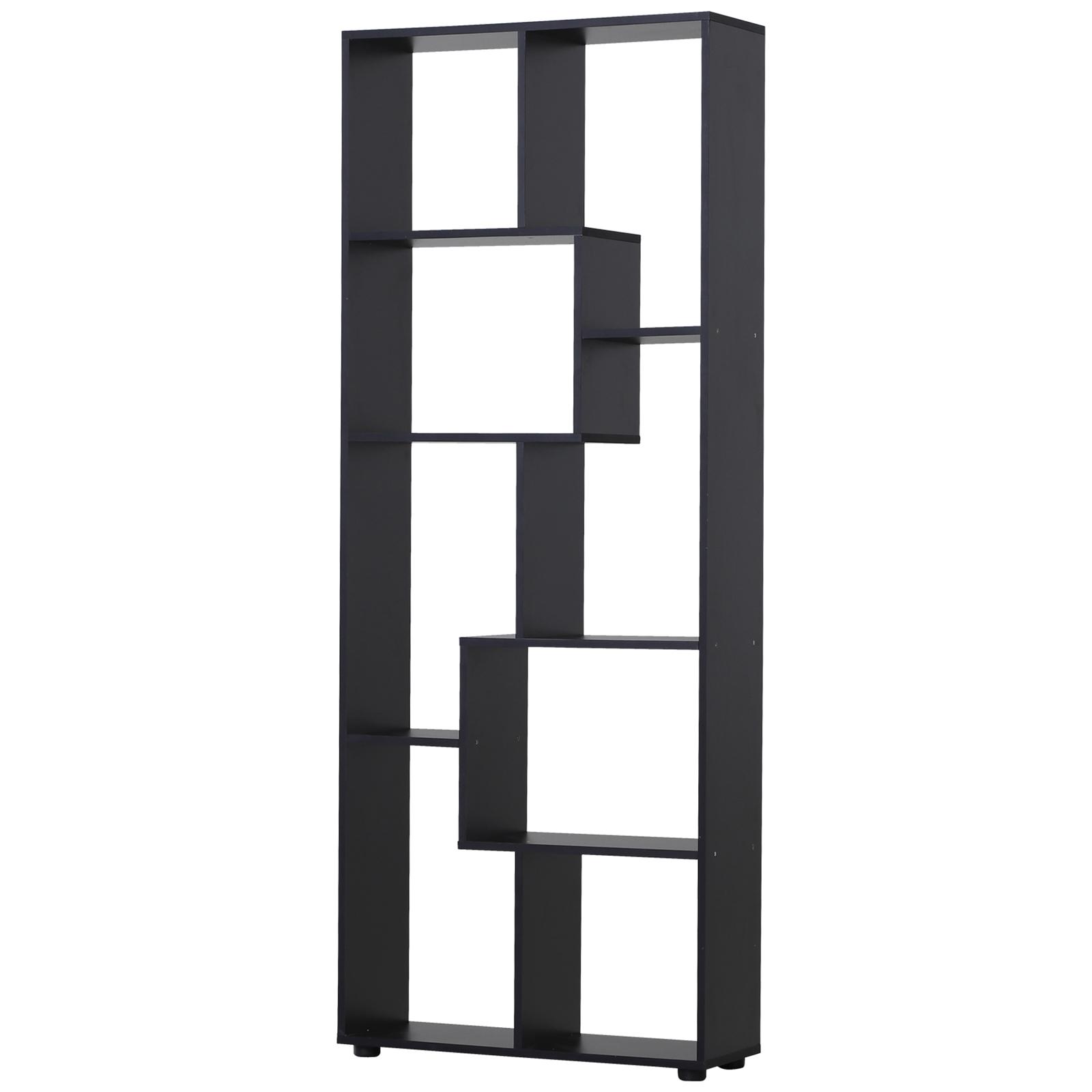 Estante Moderna Biblioteca Estreita com 8 Prateleiras para Sala Quarto e Escritório 70x24x178 cm Preto
