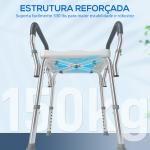 Banco de Duche com Altura Ajustável Banco de Duche de Alumínio Antiderrapante para Idosos e Descapacitados 52x45x57 - 69 cm Azul