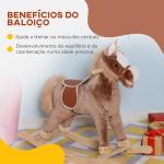 Cavalo de Brincar para crianças +3 anos com Pegas Estrutura Metálica e Base em Madeira Carga 40 kg 74x33x62 cm Castanho