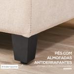 Banco de Armazenamento Acolchoado Banco Estofado em Linho Tampa com Abertura 125x49x41,5 cm Bege