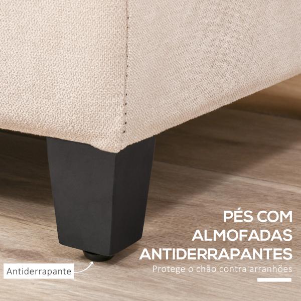 Banco de Armazenamento Acolchoado Banco Estofado em Linho Tampa com Abertura 125x49x41,5 cm Bege