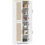Armário de Cozinha com Prateleiras Ajustáveis Portas em Vime e Sistema Anti - Tombo 60x30x170 com Branco