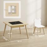Conjunto de Mesa e 2 Cadeiras com Encosto em Forma de Ursinho e Compartimentos Ocultos Madeira e Branco