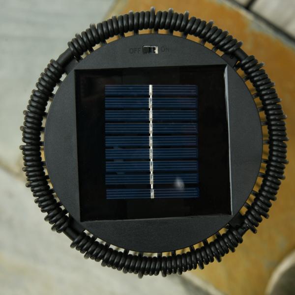 Candeeiro Solar de Vime de Energia Solar com LED 1,5 W Interruptor de Controle Automático de Luz Ø21,5x61cm Preto