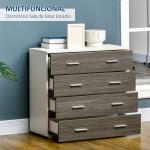 Cómoda com 4 Gavetas Moderna para Dormitório Corredor Sala de Estar 76x35x72 cm Cinzento e Branco