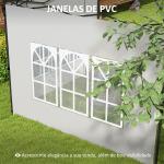 Conjunto de 2 Paredes Laterais para Tendas de 3x3m e 3x6m Paredes Laterais com Janelas Transparentes 293x193cm Branco