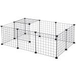 Recinto de Metal para Pequenos Animais de Estimação com 12 Painéis Desmontável DIY 106x73x36 cm Preto